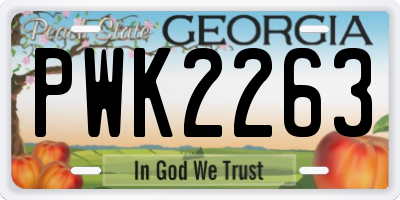 GA license plate PWK2263