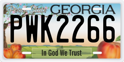 GA license plate PWK2266