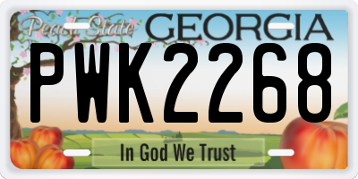 GA license plate PWK2268