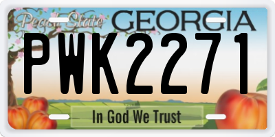 GA license plate PWK2271