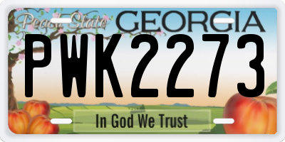 GA license plate PWK2273