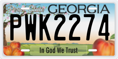 GA license plate PWK2274