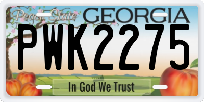 GA license plate PWK2275