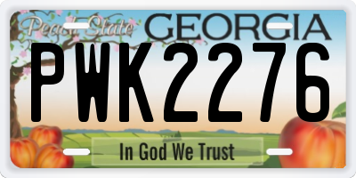GA license plate PWK2276