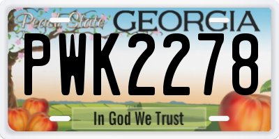 GA license plate PWK2278