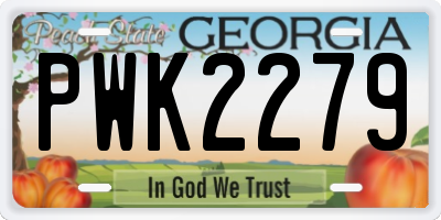 GA license plate PWK2279