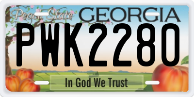 GA license plate PWK2280