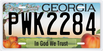 GA license plate PWK2284
