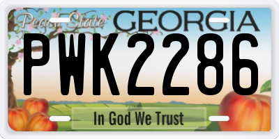 GA license plate PWK2286