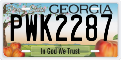 GA license plate PWK2287
