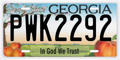 GA license plate PWK2292