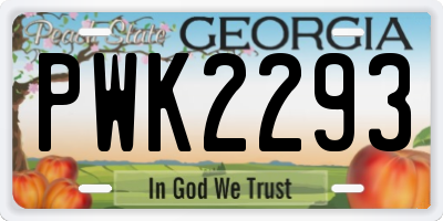 GA license plate PWK2293
