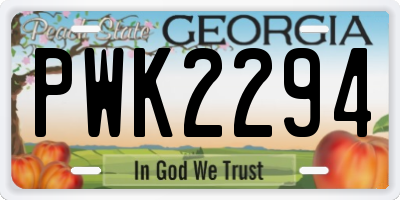 GA license plate PWK2294