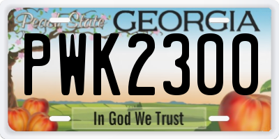 GA license plate PWK2300