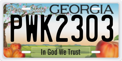 GA license plate PWK2303