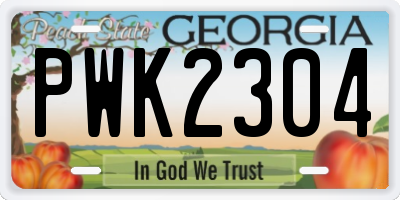 GA license plate PWK2304