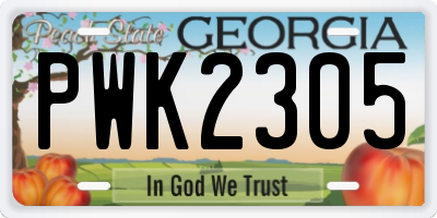 GA license plate PWK2305
