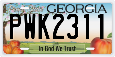 GA license plate PWK2311