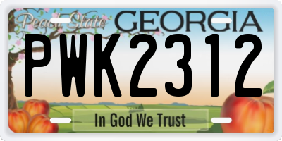 GA license plate PWK2312