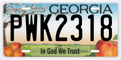 GA license plate PWK2318