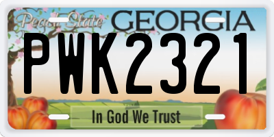 GA license plate PWK2321