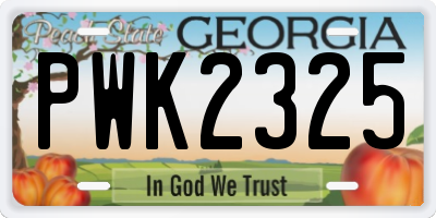 GA license plate PWK2325
