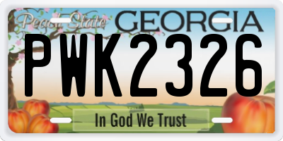 GA license plate PWK2326