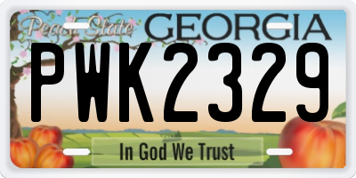 GA license plate PWK2329