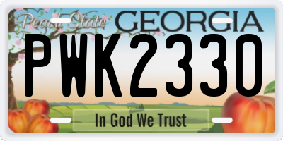 GA license plate PWK2330