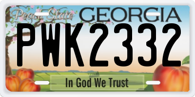 GA license plate PWK2332