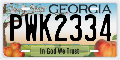 GA license plate PWK2334