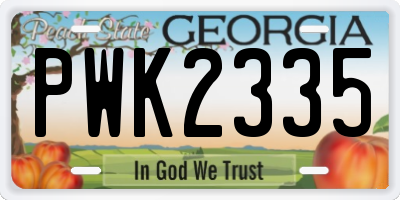 GA license plate PWK2335