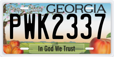 GA license plate PWK2337