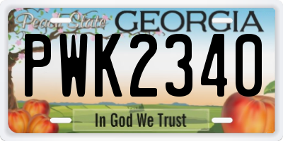 GA license plate PWK2340