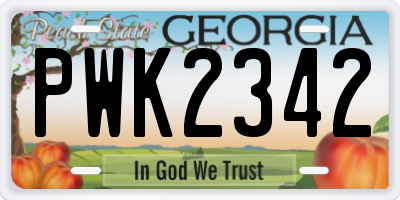 GA license plate PWK2342