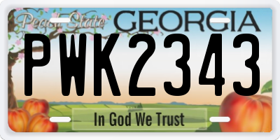 GA license plate PWK2343