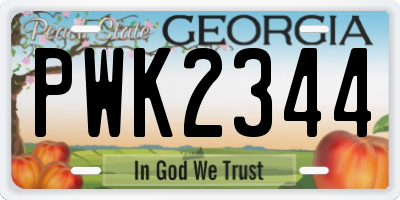 GA license plate PWK2344