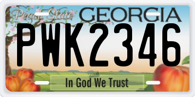 GA license plate PWK2346