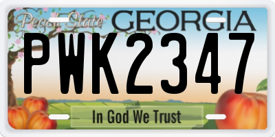 GA license plate PWK2347