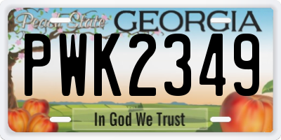 GA license plate PWK2349