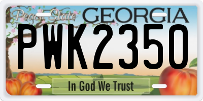 GA license plate PWK2350