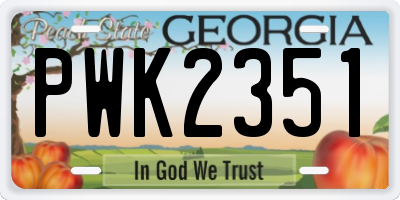 GA license plate PWK2351