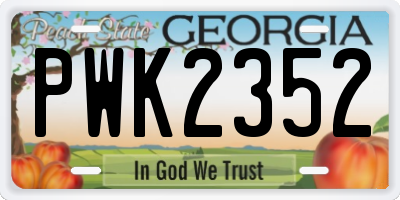 GA license plate PWK2352