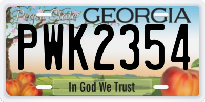 GA license plate PWK2354
