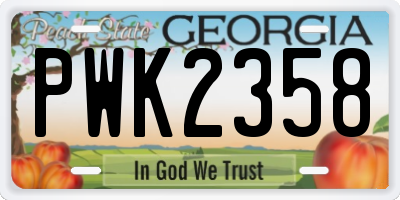 GA license plate PWK2358