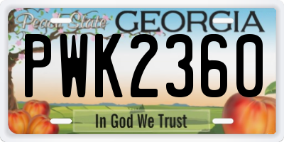 GA license plate PWK2360