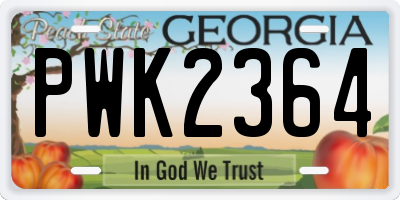 GA license plate PWK2364