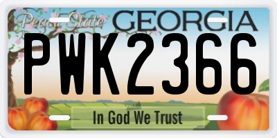 GA license plate PWK2366