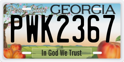 GA license plate PWK2367