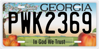 GA license plate PWK2369